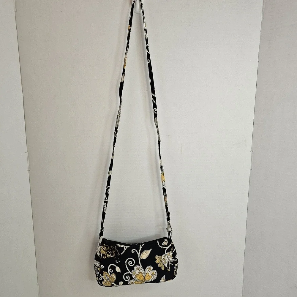 Vera Bradley black Yellow and White Floral Bird Purse with Matching Wallet - Picture 2 of 15